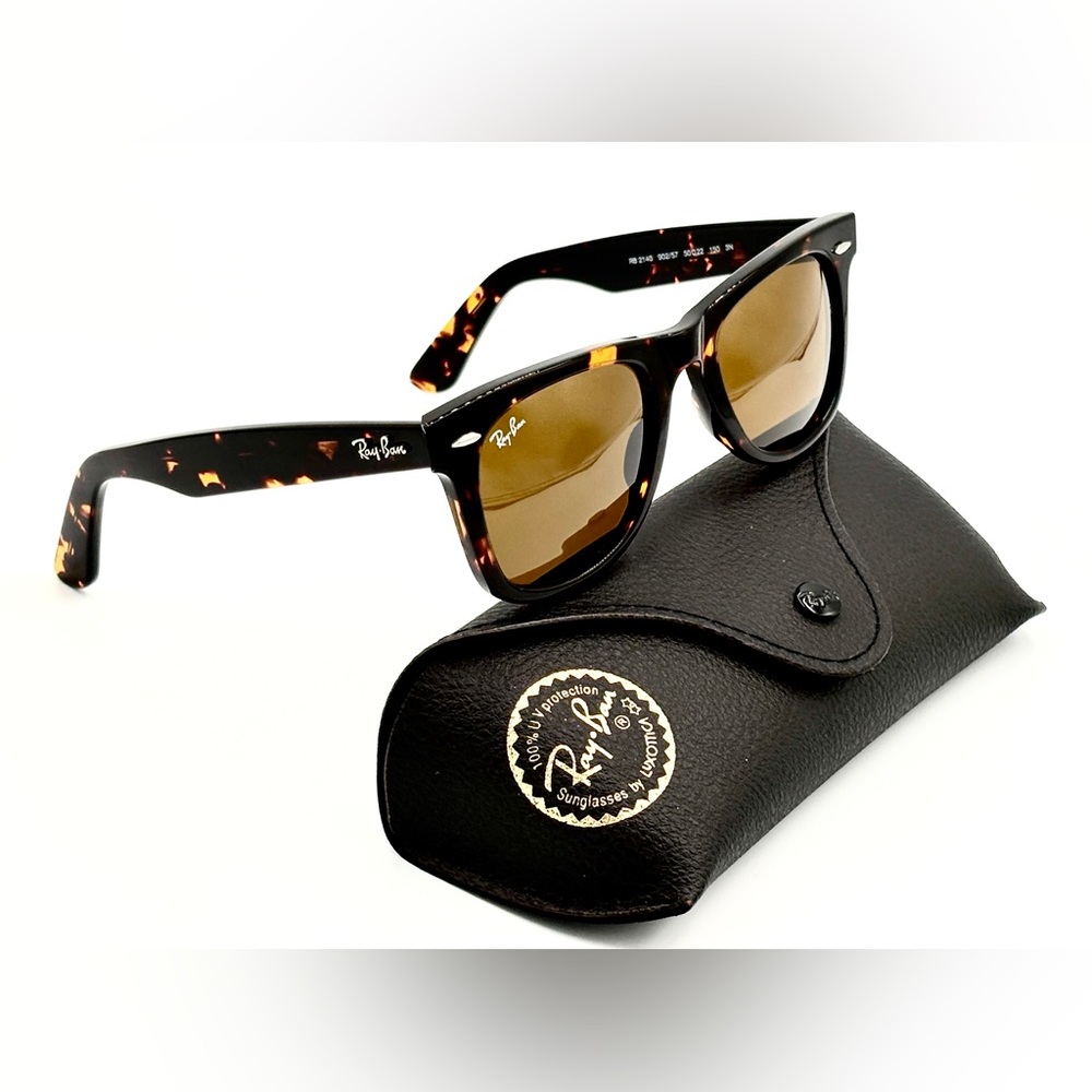 Ray-Ban Wayfarer Sunglasses RB2140 50mm Tortoise W|Brown Lens 50-22-150 902/57 - Picture 5 of 14